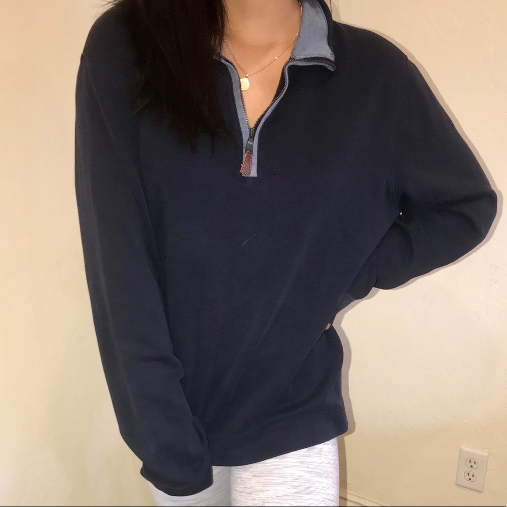 banana republic navy blue half zip up jacket